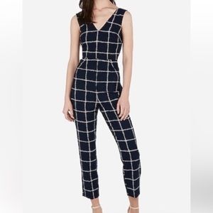 Express Blue Windowpane Jumpsuit, new with tags, size large